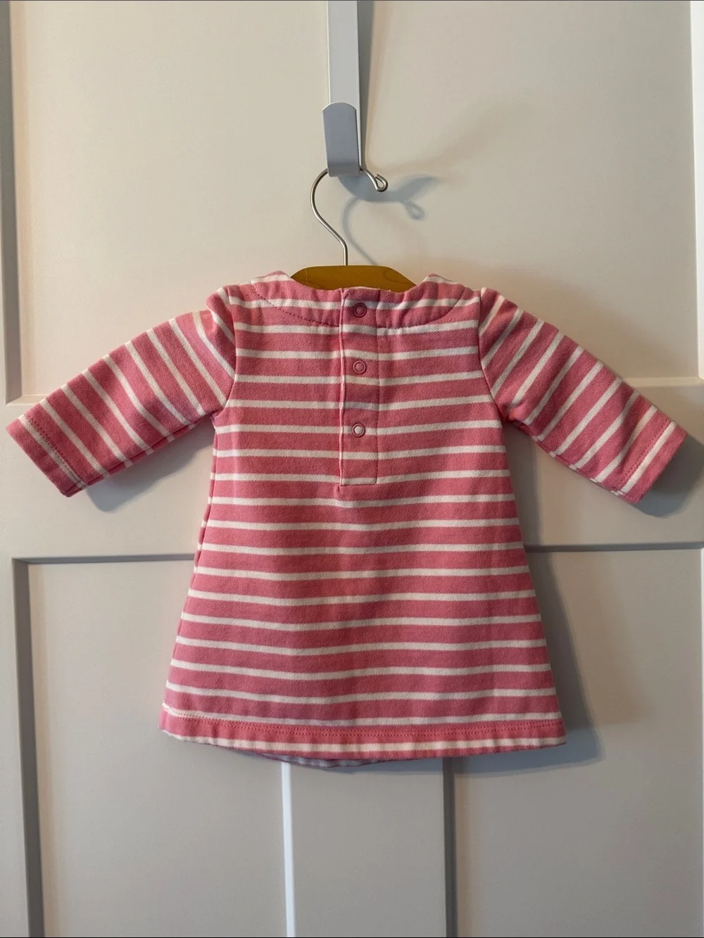 Baby Boden Pink/White Striped Strawberry Jersey Dress - Size 0-3m - Like New!